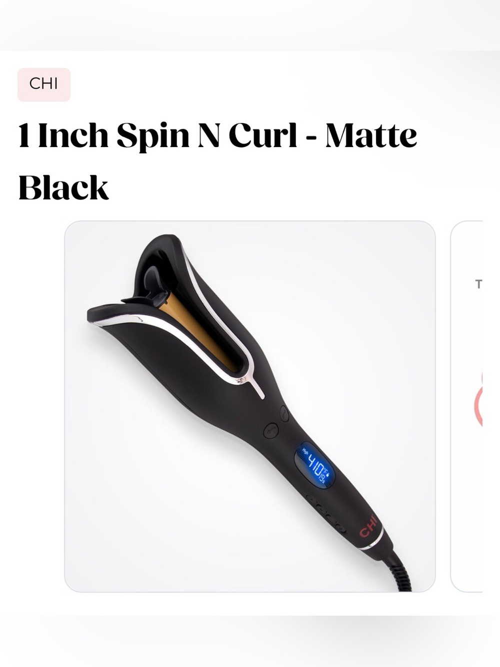 CHI 1-Inch Spin N Curl Auto Curler — Matte Black